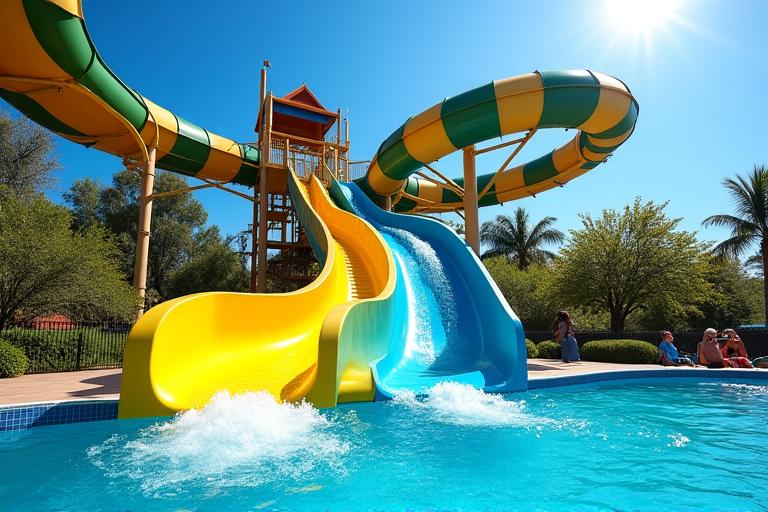 Dizzying custom water slide at a water park