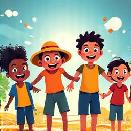 Grand Opening icon: Happy children playing on a vibrant splash pad